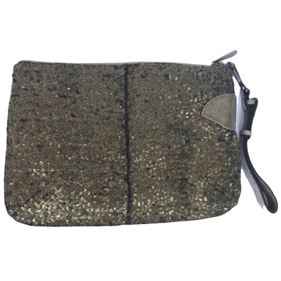 Halston Heritage Clutch Matt Bronze Sequin Leather - Picture 3 of 5